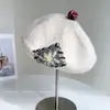 Gorro Tejido de Parches de Nicho Estilo Japonés para Mujer, Boina Vintage de Otoño e Invierno, Gorro de Artista Lindo Fair Isle, Moderno