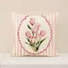 Estilo Nuevo Primavera y Verano Hermosa Funda de Almohada Floral Transfronteriza Poliéster Impreso Cojín de Asiento Decoración del Hogar Funda de Cojín para Sofá