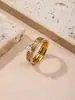 Anillos de Acero Titanio con Incrustaciones de Diamantes para Parejas, Chapados en Oro, Anillos de Moda Europeos y Americanos para Hombres y Mujeres, Joyería