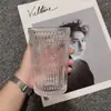 Celebridade da internet ins estilo nórdico vidro em relevo borda dourada redondo girassol copo de água copo para bebida gelada copo para milk tea