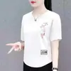 Excedente de Comercio Exterior Transfronterizo, Marca Grande, Etiqueta Cortada, Camisetas de Manga Corta para Adultos Mayores, Blusas Casuales Talla Grande Estilo Mamá