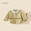 Abrigo de Otoño para Niñas 2026 Nuevo Estilo Coreano Moda Ropa Superior Infantil Primavera y Otoño Algodón Puro Chaqueta con Cuello de Muñeca