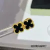 Brincos de Trevo de Quatro Folhas de Luxo para Mulheres, Ouro Rosa 18K, Madrepérola Branca Natural, Ágata Vermelha, Modernos, Luxo Leve, Brincos Elegantes Estilo Ins