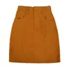 Saia Midi Lápis de Veludo Cor de Café Retrô Estilo Old Money para Mulheres, Roupa de Trabalho de Outono, Cor Sólida, Fenda Frontal, Linha A, Exclusivamente para Vendas Transfronteiriças
