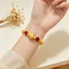Pulseira de Ouro de Areia Vietnamita para Mulheres, Pulseira de Saco da Sorte Estilo Palácio Retrô Flor de Lótus, Joias de Retenção de Cor Duradoura Atacado