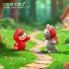 Paisaje en Miniatura Lindos Dibujos Animados Caperucita Roja y Lobo Abuela Figuras, Decoración de Jardín DIY Accesorios Colgantes, Pequeños Adornos