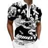 Nueva Camisa Polo Casual para Hombre de Verano Estilo Europeo y Americano Estilo Pintura a Tinta Impresión 3D Solapa Manga Corta Cremallera