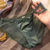Bragas sexys seductoras de encaje de malla satinada de perlas de lujo estilo japonés de tiro bajo cómodas transparentes para mujer