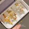 Anillo Abierto de Doble Capa con Estrella de Zirconio Chapado en Oro Real de 18k Anillo Sencillo de Moda para el Dedo Índice Joyería de Mano de Lujo Ligero y Acabado de Alta Gama
