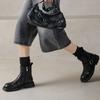 Botines Chelsea de piel de oveja gruesos de suela gruesa para mujer 2024 invierno nuevo hebilla de cinturón metálico tacón bajo grueso botas de cuero marrón para mujer