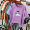 Comércio Exterior Transfronteiriço Marca de Primeira Linha Exclusivo Comércio Exterior Camiseta de Verão Manga Curta Feminina Solta Estilo Coreano Versátil Tamanho Plus Top