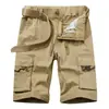 Pantalones Medios Multibolsillos con Cremallera Multibolsillos Sueltos de Algodón Casual Pantalones de Cinco Puntos Pantalones Cortos de Carga Pantalones de Camuflaje para Hombre Pantalones Cortos de Verano