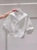 Camisa Verde Juvenil Dopamine con Cuello y Manga Corta para Mujer, Nuevo Estilo Verano 2025, Camisa Corta Dulce para Mujeres Petite
