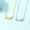 Venta Directa de Fábrica Collar Hueso de Pescado Microincrustado con Circonita Estilo Coreano Simple y Elegante Estilo Bosque Estudiante Cadena de Clavícula Chapada en Oro para Mujer