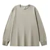 Camiseta transfronteriza estilo americano talla europea, blanca, 100% algodón, hombro normal, camiseta de manga larga de algodón puro de peso pesado, ropa personalizada para hombre
