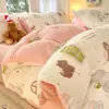 Conjunto de cama de quatro peças em veludo de leite de desenho animado, novo conjunto de cama de fleece de coral de inverno 2026, incluindo lençol de cama e capa de edredom