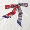 Bufanda de Seda Retro Francesa Primavera y Otoño para Mujer Lazo Largo para Bolso Cinta Flor de Lazo Estilo Extranjero Moda Diadema Larga Pequeña