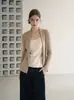 Cardigã de malha de alta qualidade estilo old money para outono, estilo coreano, elegante e casual, top afina a silhueta de manga longa