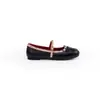 Versión de Piel de Vaca~Nuevo Estilo Zapatos Planos de Ballet con Pliegues, Punta Redonda, Tachuelas, Moño y Correa Única, Boca Baja de Piel Genuina