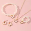 Conjunto de Collar de Perlas Nuevo Transfronterizo, Collar de Mariposa de Aleación con Goteo de Aceite, Colgante de Mariposa, Joyería para Niñas al por Mayor