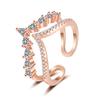 Anillo de doble capa de circonita microincrustada para mujer, estilo frío de lujo ligero, celebridad de internet, anillo ajustable abierto, anillo para dedo índice con sentido avanzado
