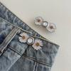 Jeans cintura-apertado artefato sem costura cintura apertando calça fivela ajustável cintura grande mudança pequeno botão fixo PIN