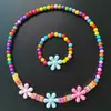 Novo Colar de Contas de Acrílico Flor Crianças Coreano Pulseira Colorida Crianças Conjunto Colar Presente 1-24