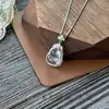 Collar de Cadena para Clavícula de Plata S925 con Colgante de Calcedonia Blanca de Alta Calidad en Forma de Calabaza Incrustado con Ágata de Color Jade para Mujeres, Cadena de Moda Ligera de Lujo para Socialité