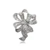 Broche Vintage com Laço e Strass Transfronteiriço, Corsage Luxuoso com Strass, Pino de Metal em Liga, Fivela para Casaco Jaqueta