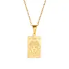 Collar con colgante de titanio grabado con carta de tarot de nicho de moda, cadena para la clavícula, simple y elegante, no se decolora