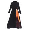 Vestido de Mujer Estilo Nuevo Socialité Transfronterizo Lujo Ligero Tejido con Puntadas Color Degradado Plisado Ajustado a la Cintura