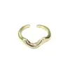 Anillo Plano de Onda Irregular Curva Transfronteriza Abierto de Metal Ajustable Simple para Mujer Joyería de Anillo Ins