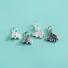 Pingente de Elefantinho Prata de Lei S925 Acessórios Mini Charme de Elefante Fio Trançado Artesanal DIY Pulseira de Cristal Pingente de Elefante