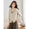Nuevo cárdigan de punto estilo coreano para Primavera/Otoño/Invierno 2026 con cremallera y capucha, un top versátil y estilizado de color liso para mujer, moderno