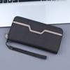 Bolso de lona para hombre, cartera larga con cremallera, bolso de mano para teléfono móvil, cartera de gran capacidad con correa para la muñeca.