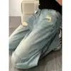 Jeans vintage estilo Hong Kong, lavados, desgastados, rotos, para mujeres petite, pierna ancha, corte holgado, adelgazantes, pierna recta, pantalones de largo hasta el suelo