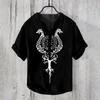 Camisa de Gola V de Manga Curta Masculina Vintage de Linho com Estampa 3D de Vida Marinha Estação Independente TEMU Transfronteiriça Top Casual