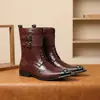Amazon Venta Caliente Transfronteriza Botas Chelsea de Invierno con Puntera de Acero Moda Masculina Botas Martin Tendencia Botas de Caña Alta - 25806