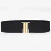 Sello de Cintura Negro Elástico Cinturón Marrón para Mujer Ancho Decorativo Ajustado Chaleco Suéter Moda Combinación Vestido