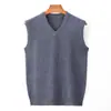 Chaleco de invierno 100% lana para hombre, suéter grueso de lana Merino australiana, suéter sin mangas para hombre