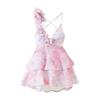 Ropa Europea y Americana Transfronteriza Vestido Popular de Aliexpress Cuello en V Falda de Capullo de Flor