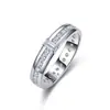 Anillo de Plata de Ley S925 con Moissanita Completa, Doble Capa, Anillo de Banda Lisa con Moissanita en Círculo Completo, Más Vendido en Amazon