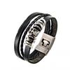 Pulseira Punk Atacado Amazon Mais Vendida Pulseira Simples Moda Corda de Couro Fio de Cera Fivela Joia