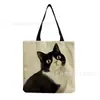 Bolsa de Ombro Estampada de Gato Preto Fofa para Venda por Atacado de Novos Produtos Transfronteiriços Bolsa de Mão Portátil para Mulheres Sacola de Compras Dobrável