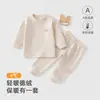 Ropa para bebé, forrada de polar y engrosada, conjunto de ropa interior térmica ajustada para bebés, que incluye una parte superior y una inferior separadas, adecuado para otoño e invierno