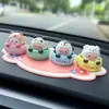 Enfeites Criativos Fofos de Animais com Cabeça que Mexe para Carro Desenhos Animados Animais de Estimação Fofos Acessórios de Interior de Carro Enfeites Decorativos para Console Central de Carro Feminino