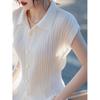 2025 Nova Chegada Camisa Branca de Manga Curta Feminina Verão Fino Estilo Coreano Chique Chique Bonita Camisa Plissada Top