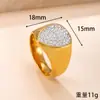 Anillo de Acero Inoxidable Fundido Transfronterizo Anillo Geométrico de Arcilla Diamante Joyería de Acero de Titanio Electrochapado de Alto Grado que Conserva el Color al Vacío