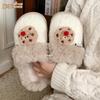 Pantufas Divertidas de Biscoito com Nariz Vermelho para Mulheres de Inverno, Pantufas Fofinhas e Quentes Menininhas, Pantufas de Algodão Aconchegantes para Casa, Modernas