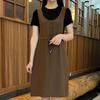 Vestido de moda transfronterizo de dos piezas falsas que reduce la edad Nuevo Top de manga corta estilo occidental Cuello redondo Popular Popular en Internet Tendencia de largo medio